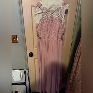 Macy's Pink Lace Maxi Dress
